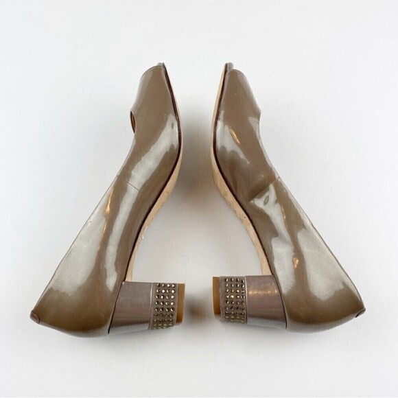 Antonio Melani Peep Toe Patent Leather Studded Block Heels Size 7.5 - Picture 6 of 12
